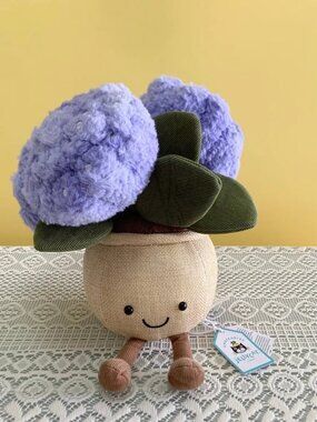 Jellycat Fun Hydrangea Pot Plush Toy—Cute Plush Gift and Decorative Ornament